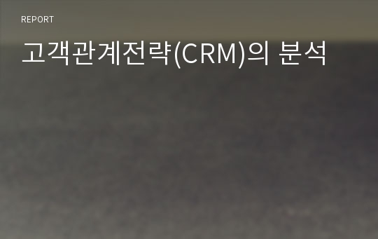 고객관계전략(CRM)의 분석