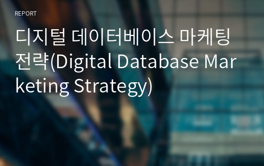 디지털 데이터베이스 마케팅 전략(Digital Database Marketing Strategy)