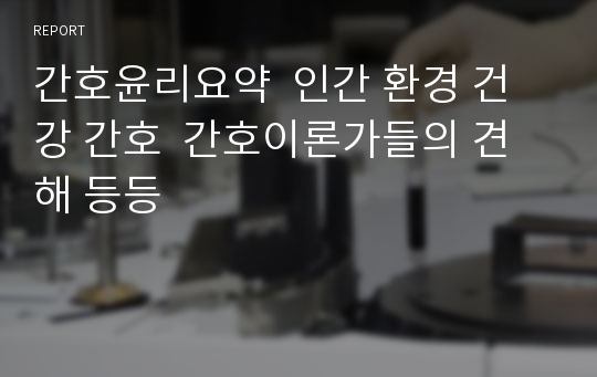 간호윤리요약  인간 환경 건강 간호  간호이론가들의 견해 등등