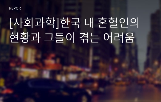 [사회과학]한국 내 혼혈인의 현황과 그들이 겪는 어려움