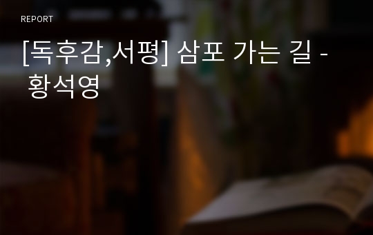 [독후감,서평] 삼포 가는 길 - 황석영