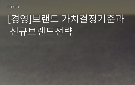 [경영]브랜드 가치결정기준과 신규브랜드전략