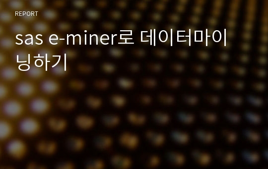 sas e-miner로 데이터마이닝하기