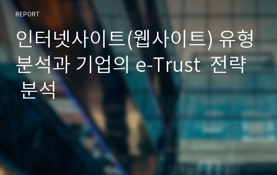 인터넷사이트(웹사이트) 유형분석과 기업의 e-Trust  전략 분석