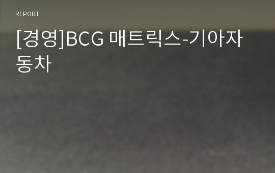 [경영]BCG 매트릭스-기아자동차