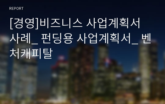 [경영]비즈니스 사업계획서 사례_ 펀딩용 사업계획서_ 벤처캐피탈