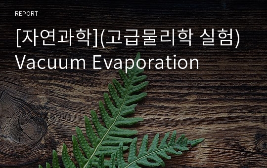 [자연과학](고급물리학 실험) Vacuum Evaporation