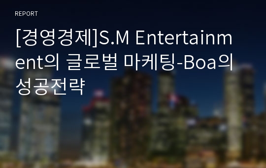 [경영경제]S.M Entertainment의 글로벌 마케팅-Boa의 성공전략