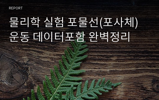 물리학 실험 포물선(포사체) 운동 데이터포함 완벽정리