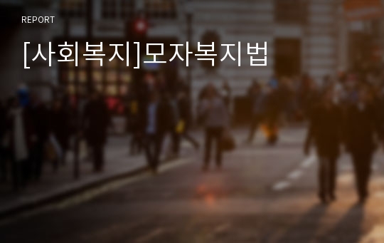 [사회복지]모자복지법