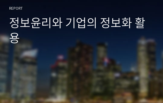 정보윤리와 기업의 정보화 활용