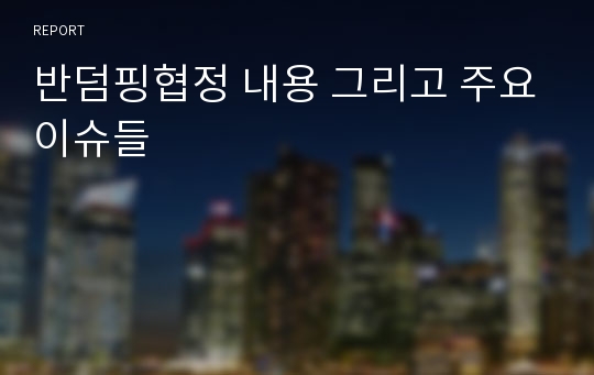 반덤핑협정 내용 그리고 주요이슈들