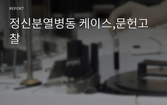 정신분열병동 케이스,문헌고찰