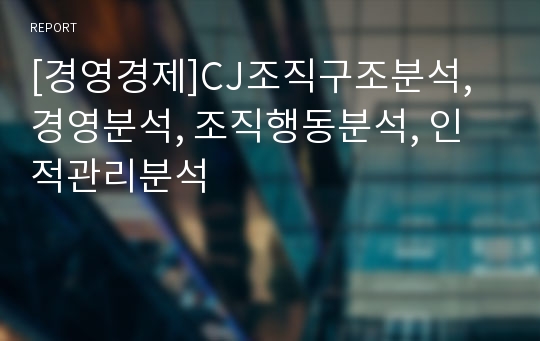 [경영경제]CJ조직구조분석, 경영분석, 조직행동분석, 인적관리분석