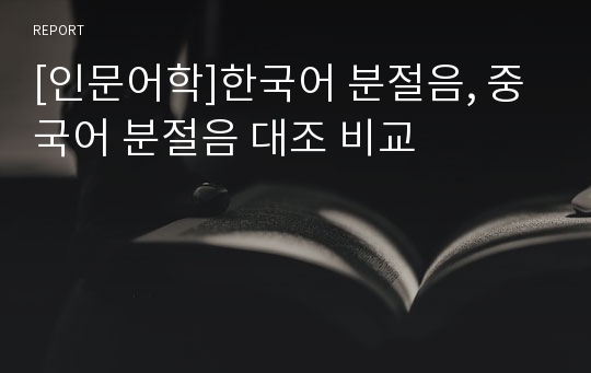 [인문어학]한국어 분절음, 중국어 분절음 대조 비교