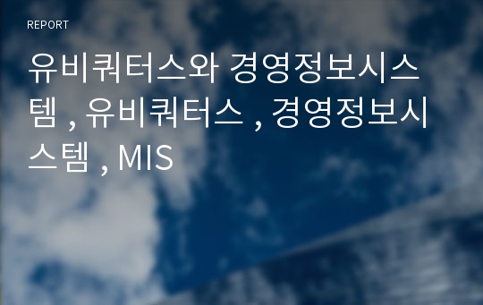 유비쿼터스와 경영정보시스템 , 유비쿼터스 , 경영정보시스템 , MIS