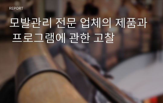 모발관리 전문 업체의 제품과 프로그램에 관한 고찰