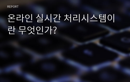 온라인 실시간 처리시스템이란 무엇인가?