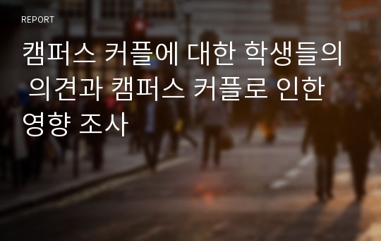 캠퍼스 커플에 대한 학생들의 의견과 캠퍼스 커플로 인한 영향 조사