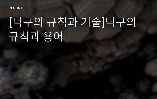 [탁구의 규칙과 기술]탁구의 규칙과 용어