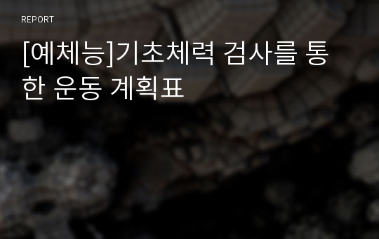 [예체능]기초체력 검사를 통한 운동 계획표