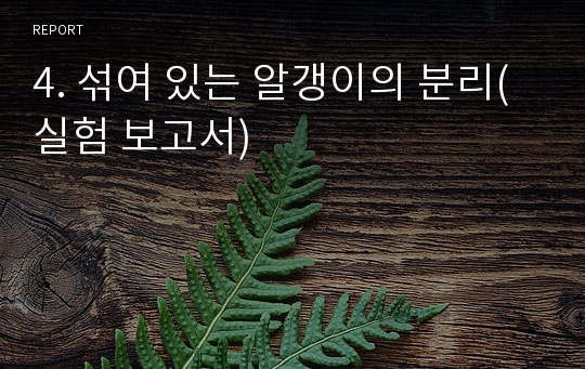 4. 섞여 있는 알갱이의 분리(실험 보고서)