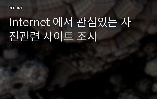 Internet 에서 관심있는 사진관련 사이트 조사