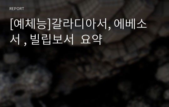 [예체능]갈라디아서, 에베소서 , 빌립보서  요약