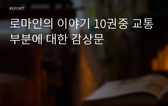 로마인의 이야기 10권중 교통부분에 대한 감상문