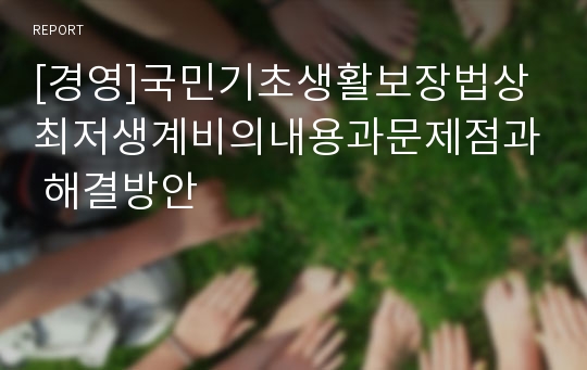 [경영]국민기초생활보장법상최저생계비의내용과문제점과 해결방안