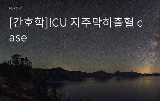 [간호학]ICU 지주막하출혈 case