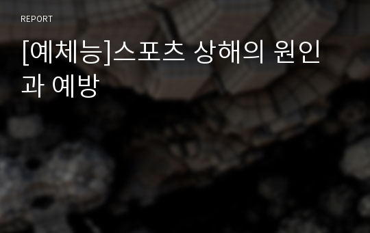 [예체능]스포츠 상해의 원인과 예방