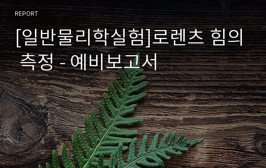 [일반물리학실험]로렌츠 힘의 측정 - 예비보고서