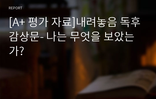 [A+ 평가 자료]내려놓음 독후감상문- 나는 무엇을 보았는가?