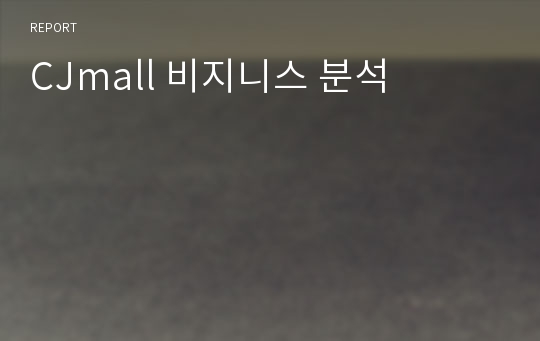 CJmall 비지니스 분석