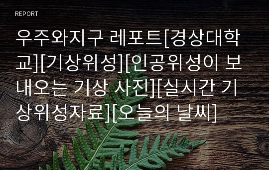 우주와지구 레포트[경상대학교][기상위성][인공위성이 보내오는 기상 사진][실시간 기상위성자료][오늘의 날씨]