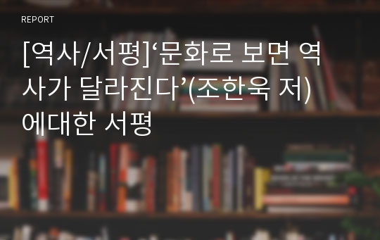 [역사/서평]‘문화로 보면 역사가 달라진다’(조한욱 저)에대한 서평