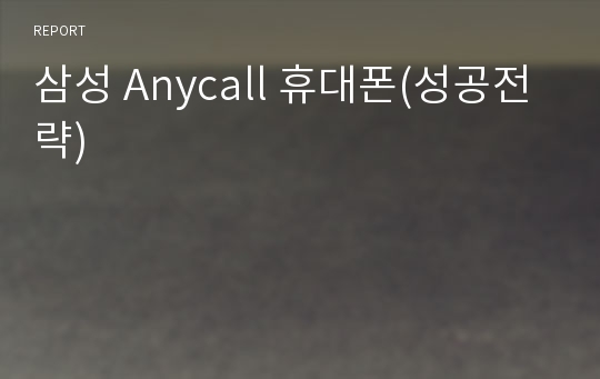 삼성 Anycall 휴대폰(성공전략)