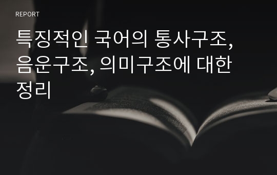 특징적인 국어의 통사구조, 음운구조, 의미구조에 대한 정리