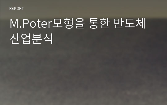 M.Poter모형을 통한 반도체 산업분석