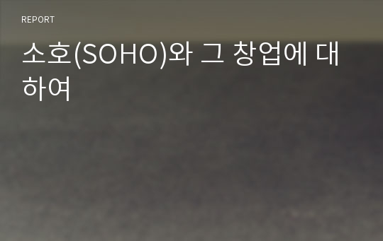 소호(SOHO)와 그 창업에 대하여