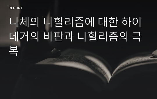 니체의 니힐리즘에 대한 하이데거의 비판과 니힐리즘의 극복