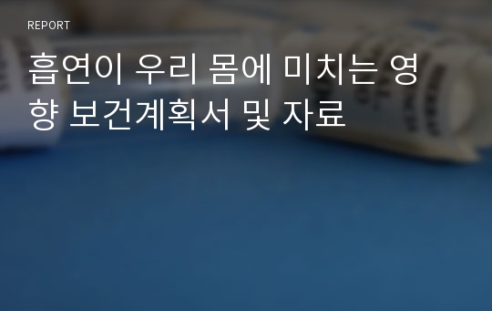 흡연이 우리 몸에 미치는 영향 보건계획서 및 자료