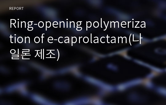 Ring-opening polymerization of e-caprolactam(나일론 제조)