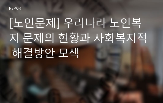 [노인문제] 우리나라 노인복지 문제의 현황과 사회복지적 해결방안 모색