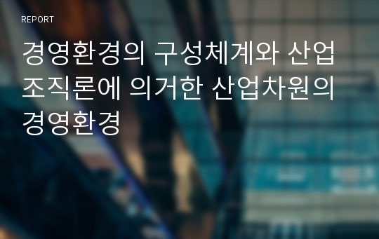 경영환경의 구성체계와 산업조직론에 의거한 산업차원의 경영환경