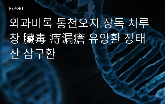 외과비록 통천오지 장독 치루창 臟毒 痔漏瘡 유양환 장태산 삼구환