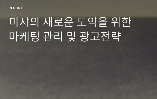 미샤의 새로운 도약을 위한 마케팅 관리 및 광고전략