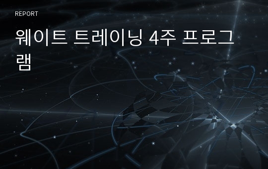 웨이트 트레이닝 4주 프로그램