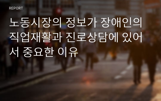 노동시장의 정보가 장애인의 직업재활과 진로상담에 있어서 중요한 이유